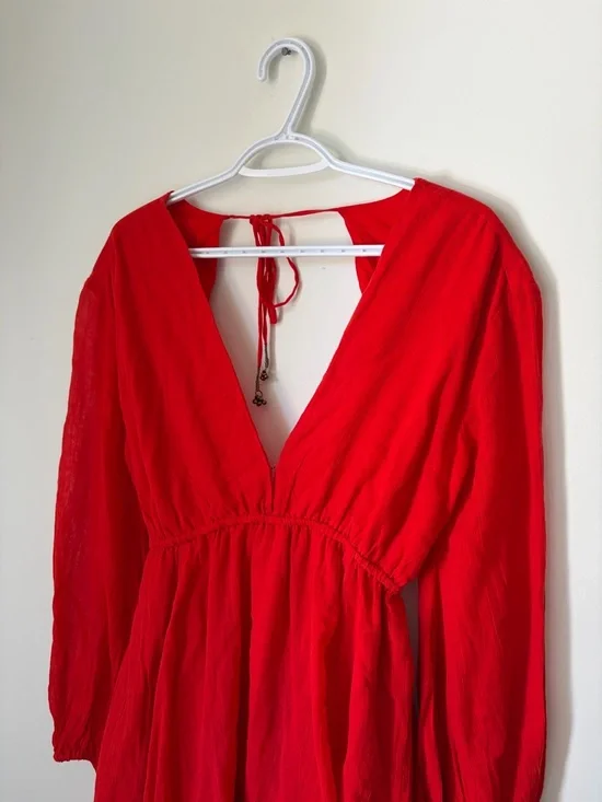 Free People Vibrant Red Backless Dress - Picture 3 of 7